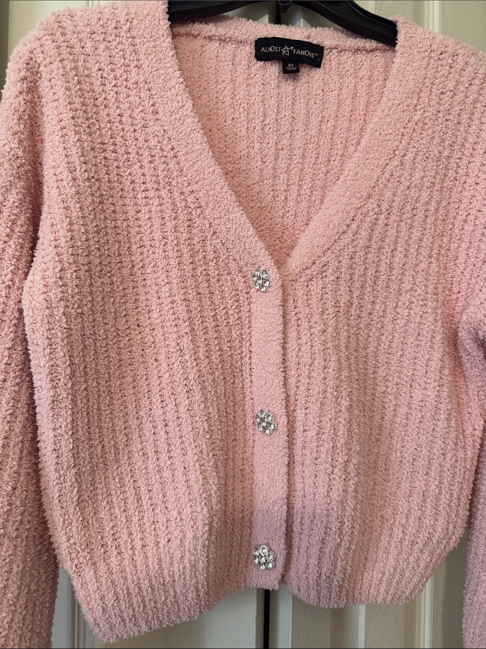 Pink Knit Button-Front Sweater - Picture 3 of 6
